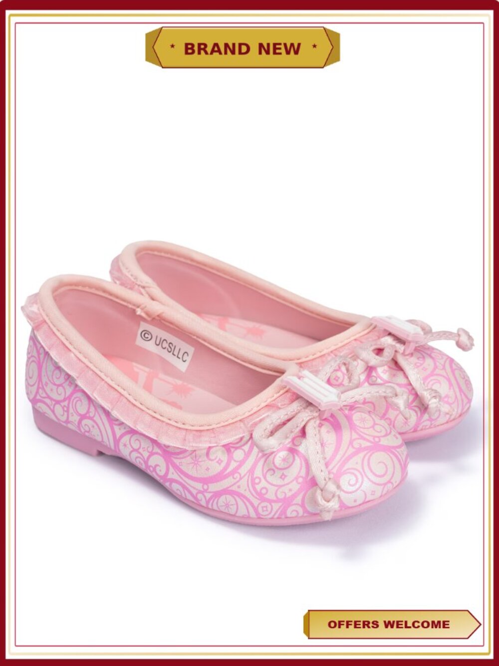 Toddler Girls Ballet Flats Glitter Butterfly Sparkle Slip-On Cushioned